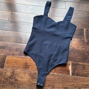 NWT Abercrombie + Fitch Navy Blue Crepe Sweetheart bodysuit size XS